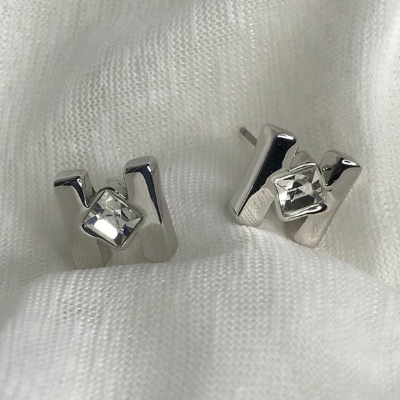 Pierced Earrings | Silver Tone w/ Crystal - Picture 2 of 9